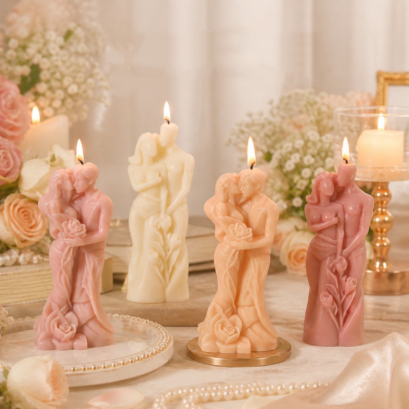 Candle Making Diy Kit - DIY カップルアロマセラピーキャンドル作成キットシリコンモールドバレンタインデーの結婚式のギフトロマンチックな石膏粘土装飾品クラフトセット