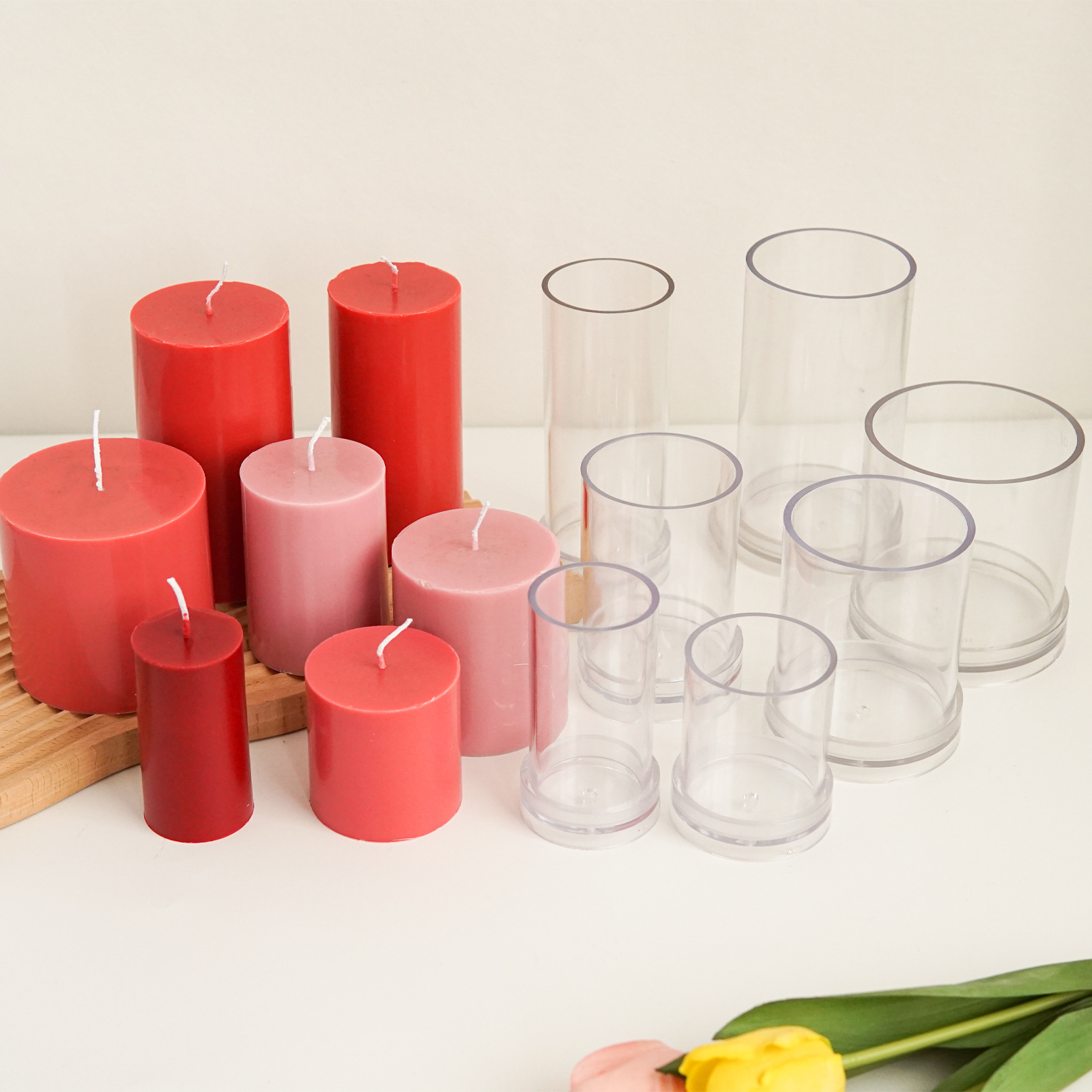 Candle Making Kit - さまざまな 3D 円筒キャンドルモールドプラスチック DIY キャンドル作成用品金型 PC