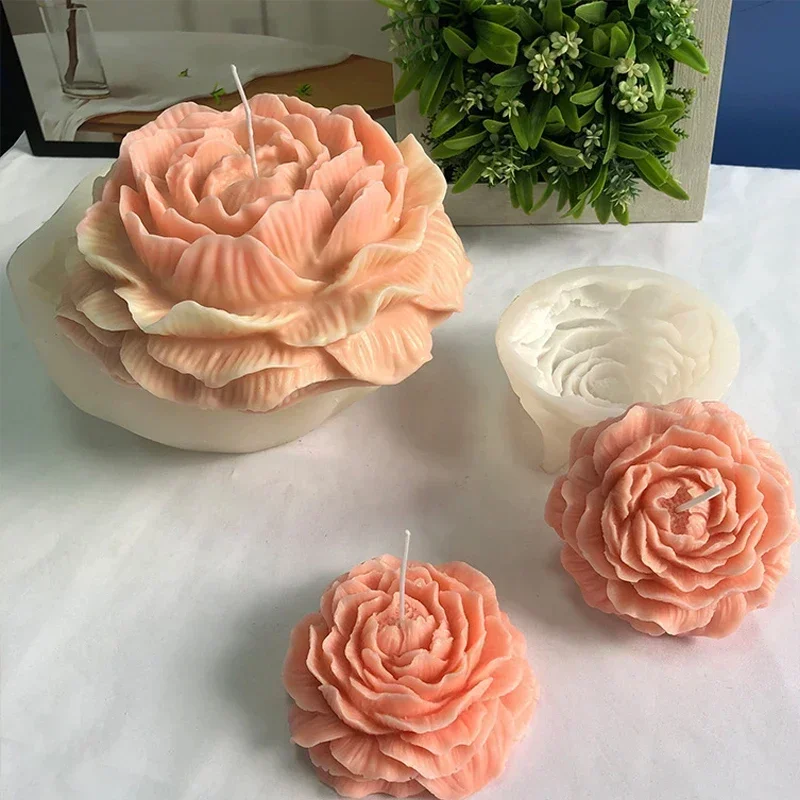 特大3Dフラワーキャンドルシリコンモールド DIY ピオニー - Candle Making Diy Kit のレビューと価格